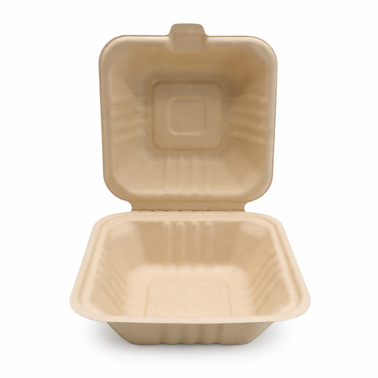 Bagasse Burger Box - 6 x 6 Inch 450 ml
