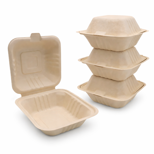 Bagasse Burger Box - 6 x 6 Inch 450 ml