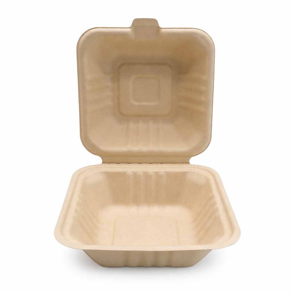 Bagasse Burger Box - 6 x 6 Inch 450 ml
