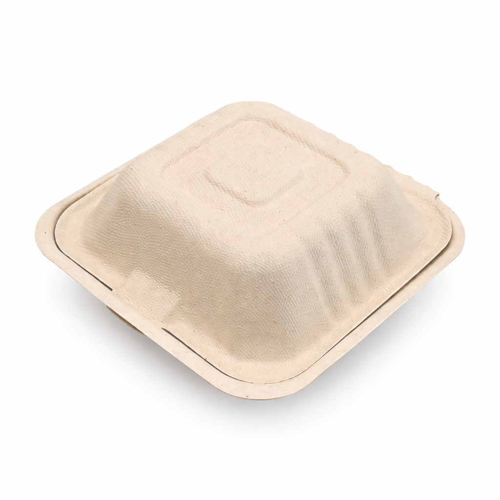 Bagasse Burger Box - 6 x 6 Inch 450 ml
